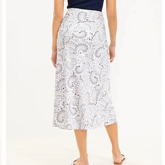 LOFT Paisley Bias Midi Skirt size Medium New With Tags style 602622 - Picture 3 of 13